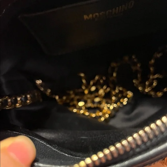 Moschino Black Quilted Mini Jacket Bag with Gold Chain Trim - Picture 5 of 14
